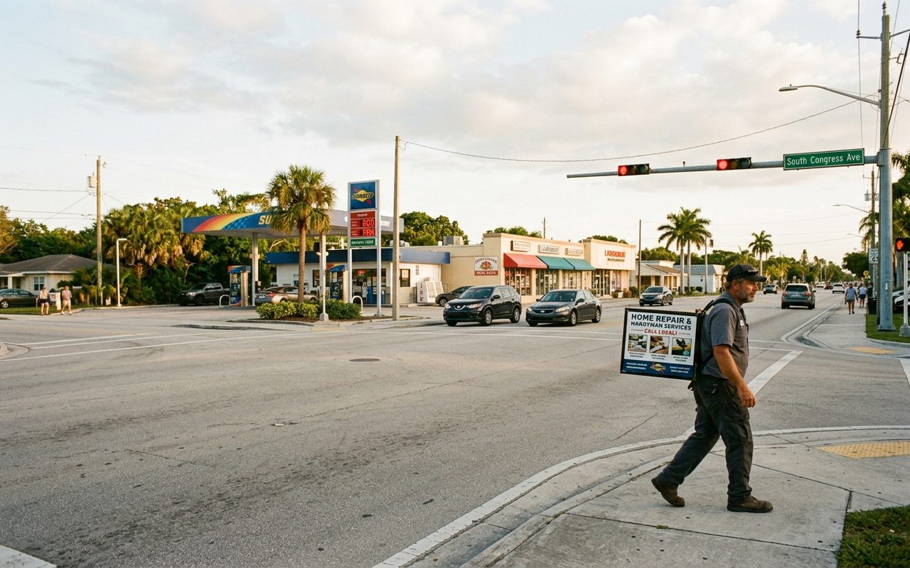 Street advertising setting typical of Atlantis, Palm Beach County