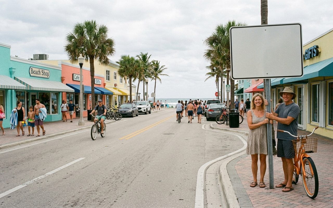 Street setting near Lauderdale-by-the-Sea, Broward County