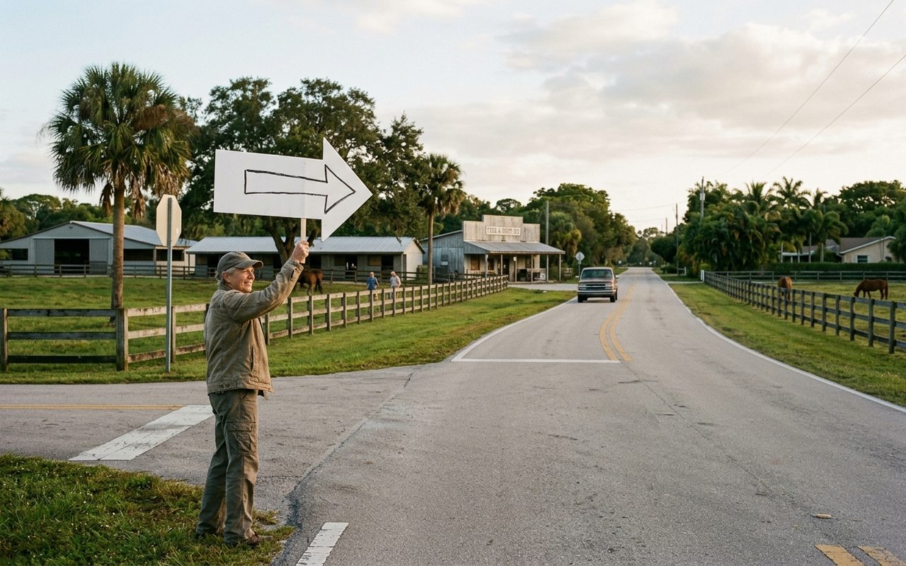 Street advertising setting typical of Davie, Broward County