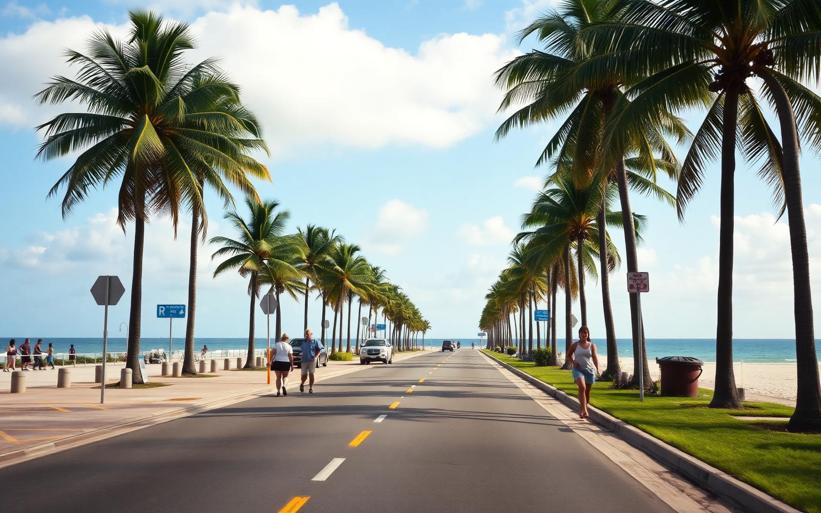 Busy street in Broward County where a sign holder works