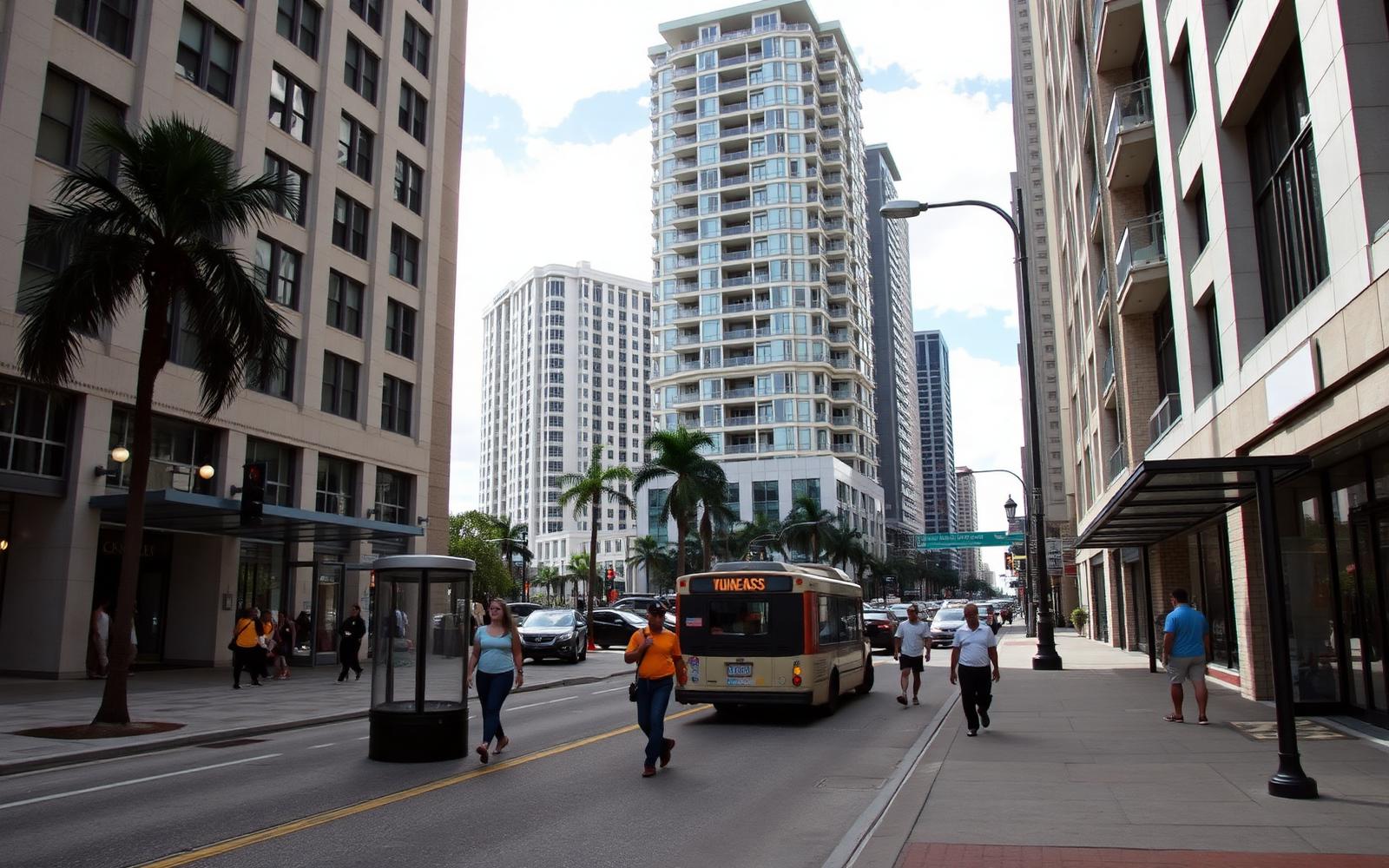 Busy street in Palm Beach County where a sign holder works